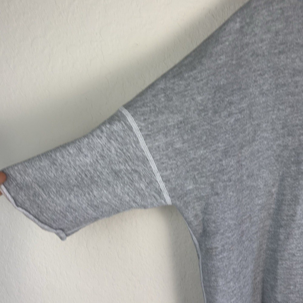 James Perse 3 L Cowl Sweatshirt Top Gray Dolman 3/4 Sleeve Minimalist Lagenlook - Picture 3 of 6